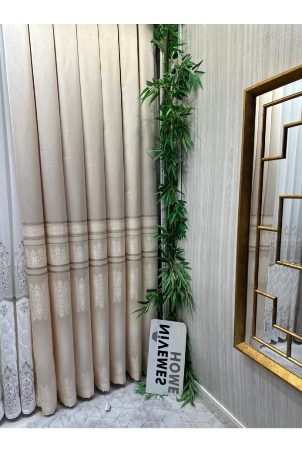 NİVEMESHOME FT632255 V-115 ANTAKYA Creme 1/3 eng gesmokt Vorhang Panel