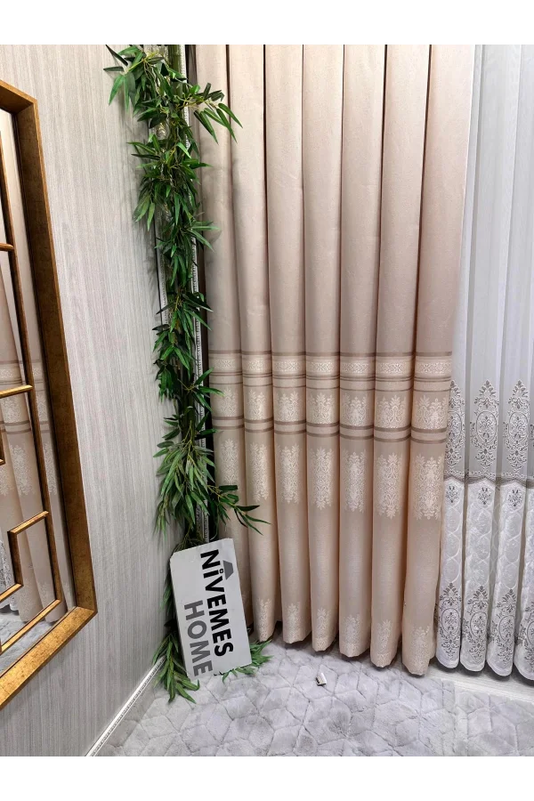 NİVEMESHOME FT632255 V-115 ANTAKYA Creme 1/3 eng gesmokt Vorhang Panel