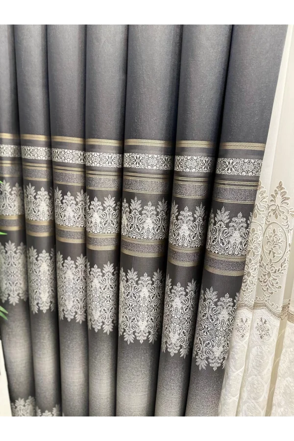 NİVEMESHOME FT632255 V-2545 ANTAKYA ANTRASİT 1/3 SIK PİLELİ FON PERDE APM