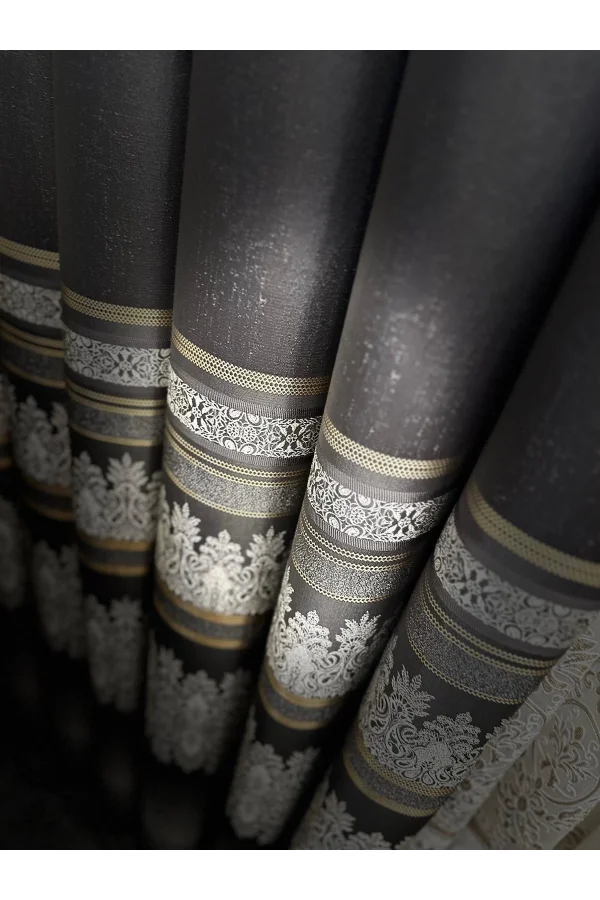 NİVEMESHOME FT632255 V-2545 ANTAKYA ANTRASİT 1/3 SIK PİLELİ FON PERDE APM