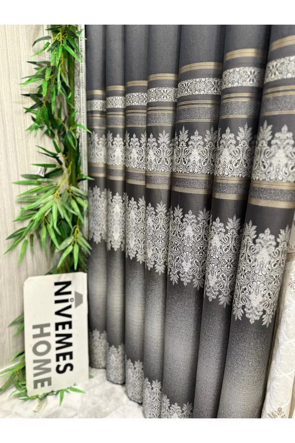 NİVEMESHOME FT632255 V-2545 ANTAKYA ANTRASİT 1/3 SIK PİLELİ FON PERDE APM