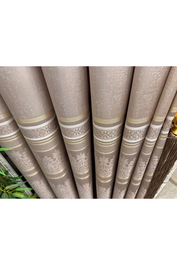 NİVEMESHOME FT632255 V-5228 ANTAKYA VİZON 1/3 SIK PİLELİ FON PERDE APM