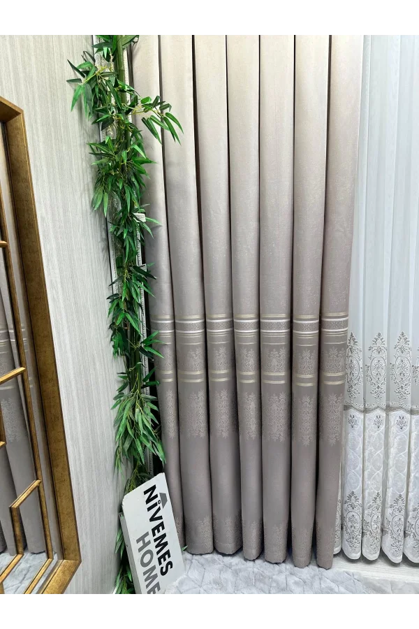 NİVEMESHOME FT632255 V-5228 ANTAKYA VİZON 1/3 SIK PİLELİ FON PERDE APM