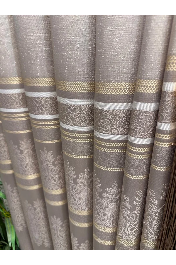 NİVEMESHOME FT632255 V-5228 ANTAKYA VİZON 1/3 SIK PİLELİ FON PERDE APM