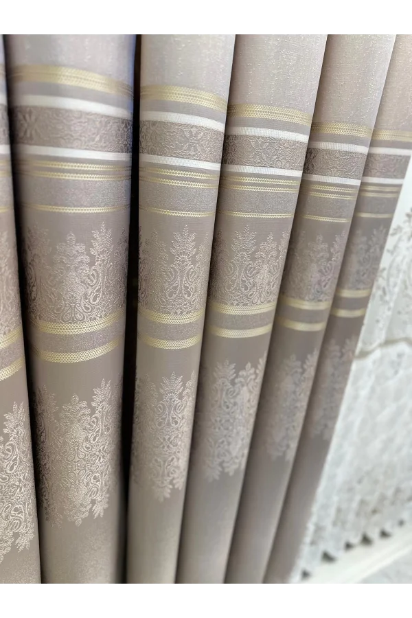 NİVEMESHOME FT632255 V-5228 ANTAKYA VİZON 1/3 SIK PİLELİ FON PERDE APM