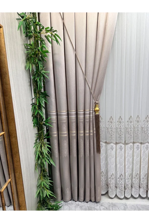 NİVEMESHOME FT632255 V-5228 ANTAKYA VİZON 1/3 SIK PİLELİ FON PERDE APM