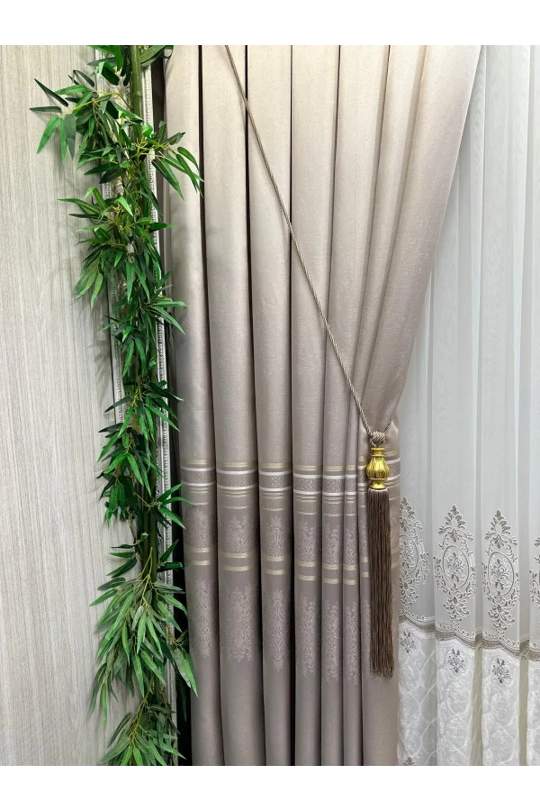 NİVEMESHOME FT632255 V-5228 ANTAKYA VİZON 1/3 SIK PİLELİ FON PERDE APM