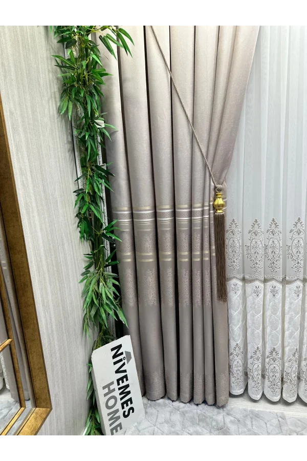 NİVEMESHOME FT632255 V-5228 ANTAKYA VİZON 1/3 SIK PİLELİ FON PERDE APM