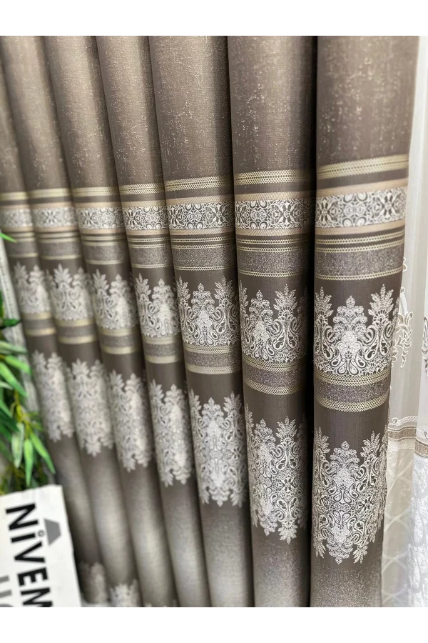 NİVEMESHOME FT632255 V-5327 ANTAKYA TOPRAK 1/3 SIK PİLELİ FON PERDE APM