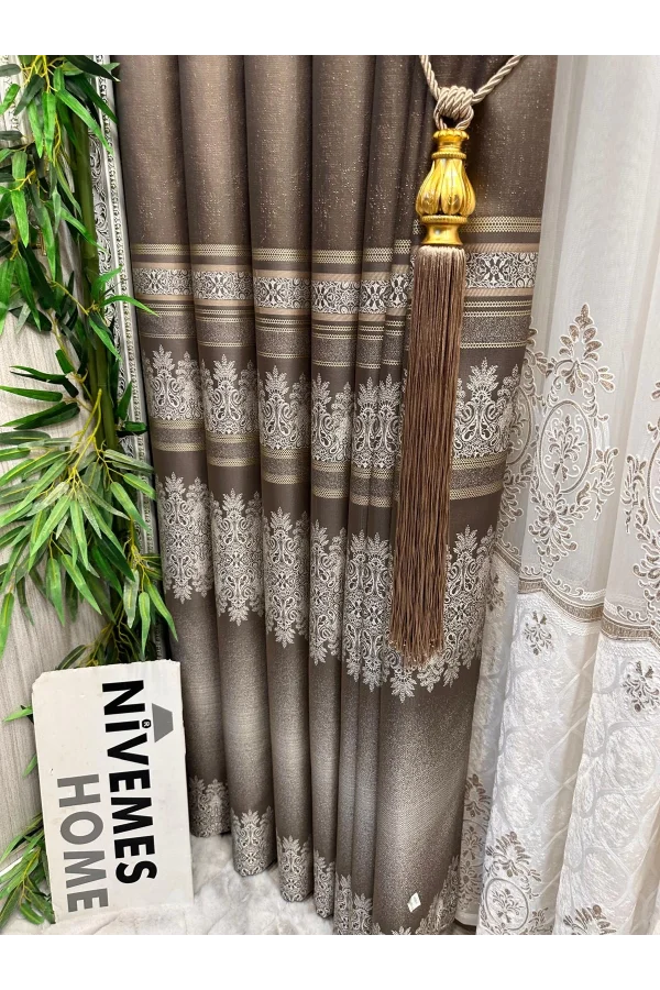 NİVEMESHOME FT632255 V-5327 ANTAKYA TOPRAK 1/3 SIK PİLELİ FON PERDE APM