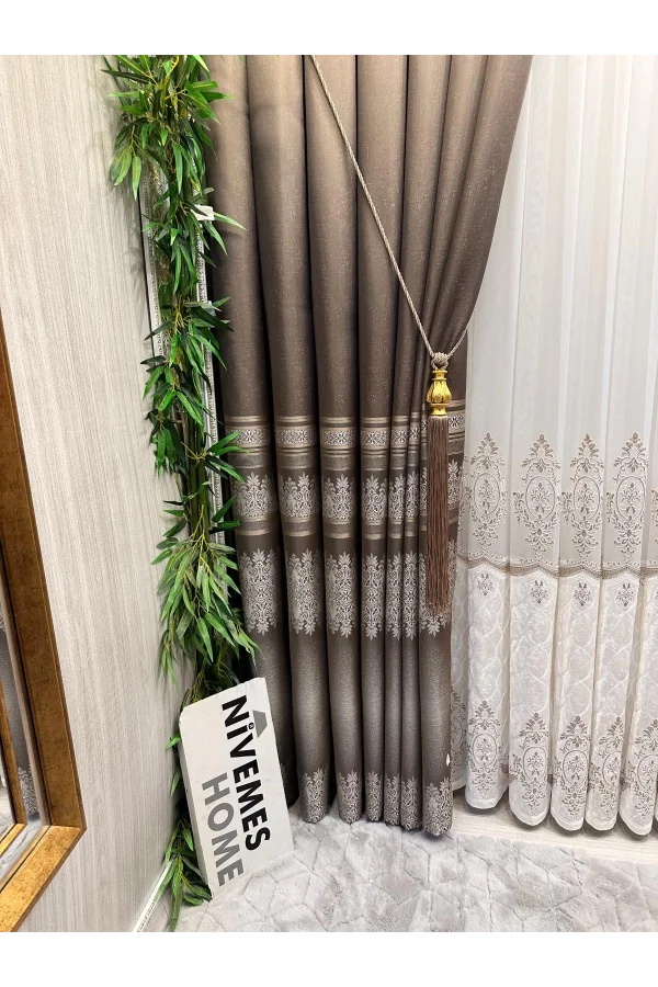 NİVEMESHOME FT632255 V-5327 ANTAKYA TOPRAK 1/3 SIK PİLELİ FON PERDE APM