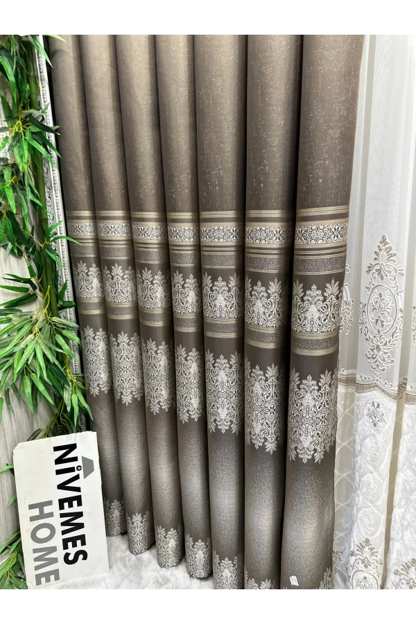 NİVEMESHOME FT632255 V-5327 ANTAKYA TOPRAK 1/3 SIK PİLELİ FON PERDE APM