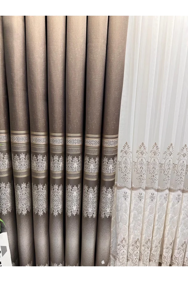 NİVEMESHOME FT632255 V-5327 ANTAKYA TOPRAK 1/3 SIK PİLELİ FON PERDE APM