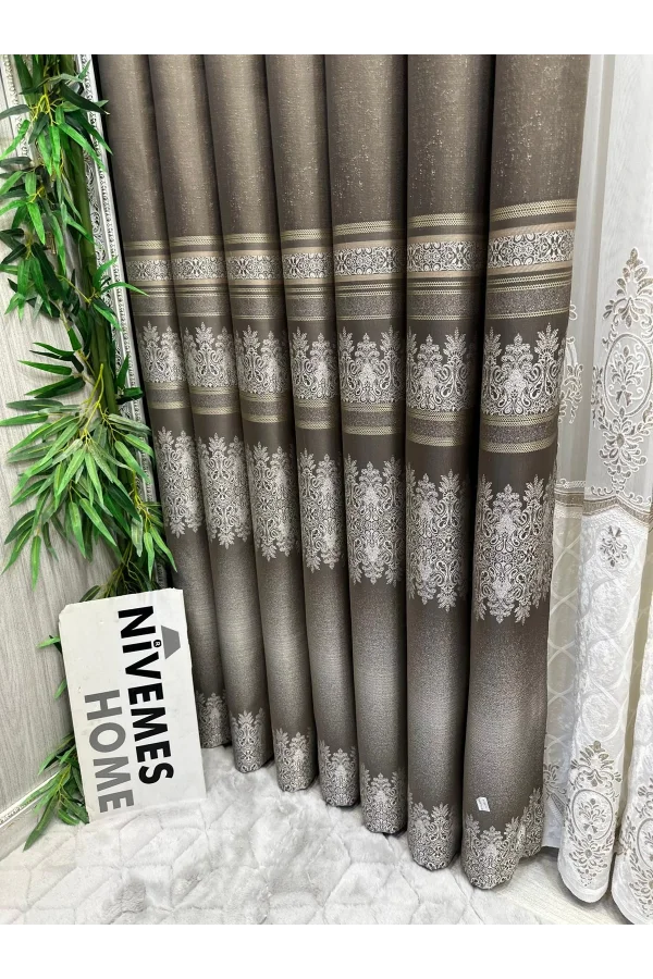 NİVEMESHOME FT632255 V-5327 ANTAKYA TOPRAK 1/3 SIK PİLELİ FON PERDE APM