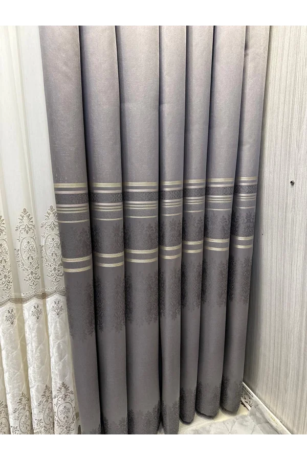 NİVEMESHOME FT632255 V-5422 ANTAKYA GRİ 1/3 SIK PİLELİ FON PERDE APM