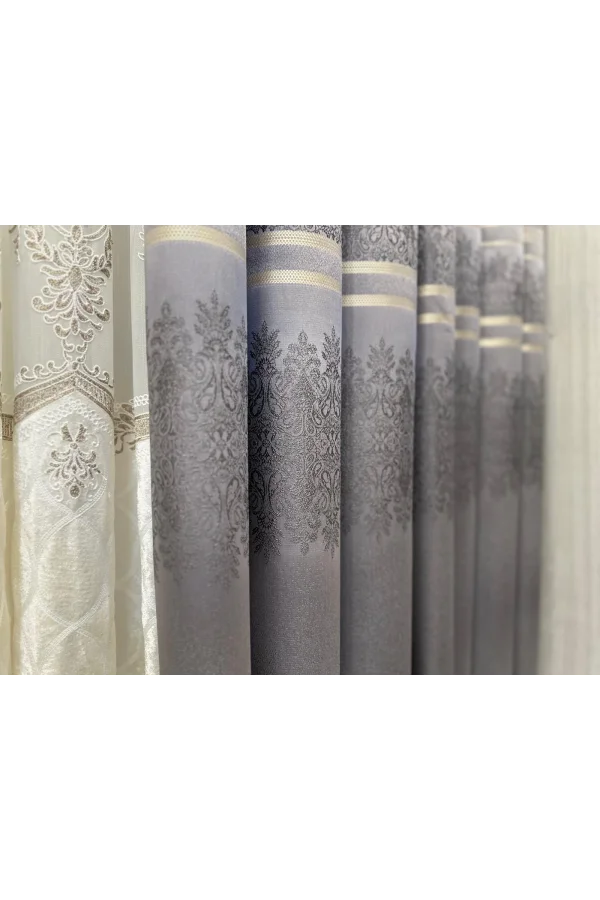 NİVEMESHOME FT632255 V-5422 ANTAKYA GRİ 1/3 SIK PİLELİ FON PERDE APM