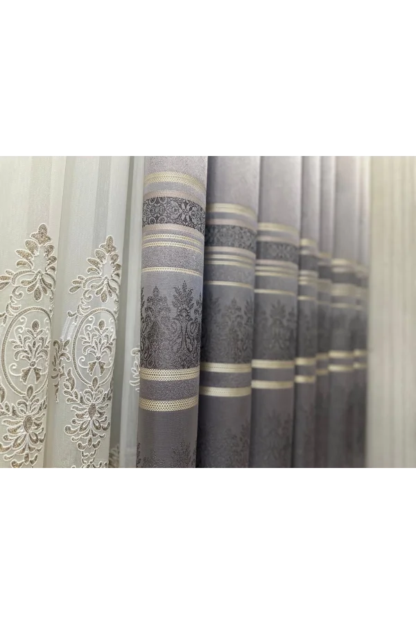 NİVEMESHOME FT632255 V-5422 ANTAKYA GRİ 1/3 SIK PİLELİ FON PERDE APM