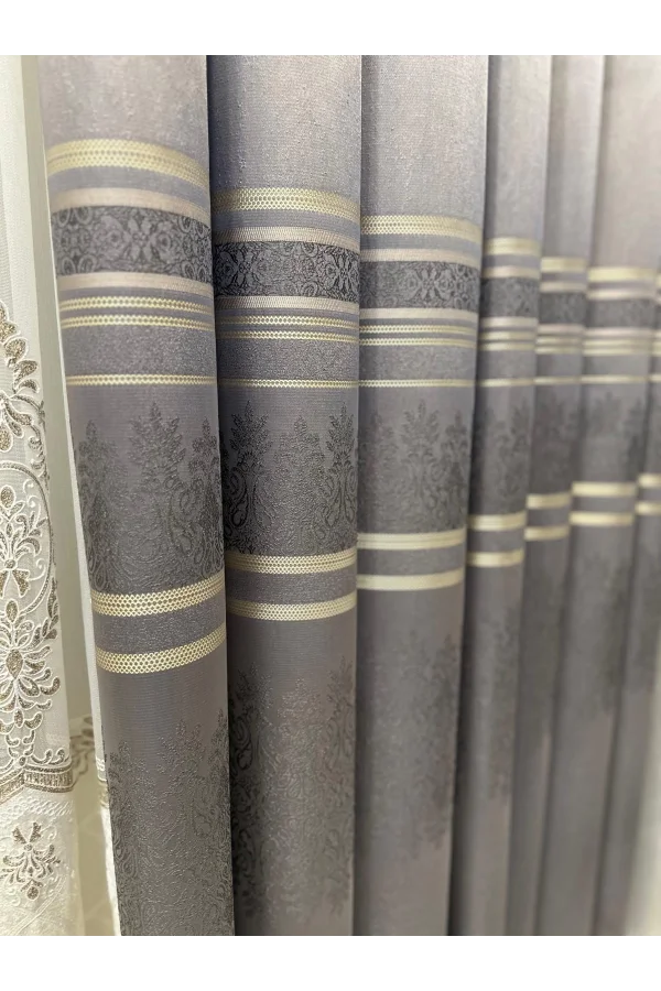 NİVEMESHOME FT632255 V-5422 ANTAKYA GRİ 1/3 SIK PİLELİ FON PERDE APM