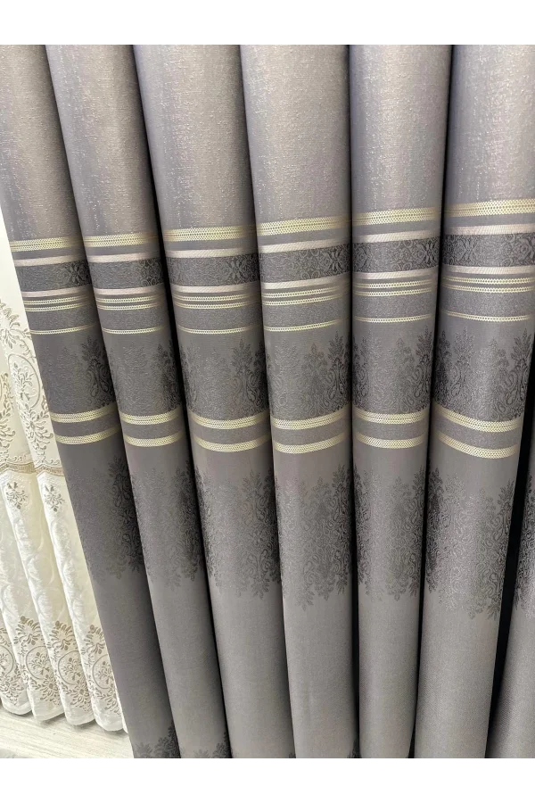 NİVEMESHOME FT632255 V-5422 ANTAKYA GRİ 1/3 SIK PİLELİ FON PERDE APM