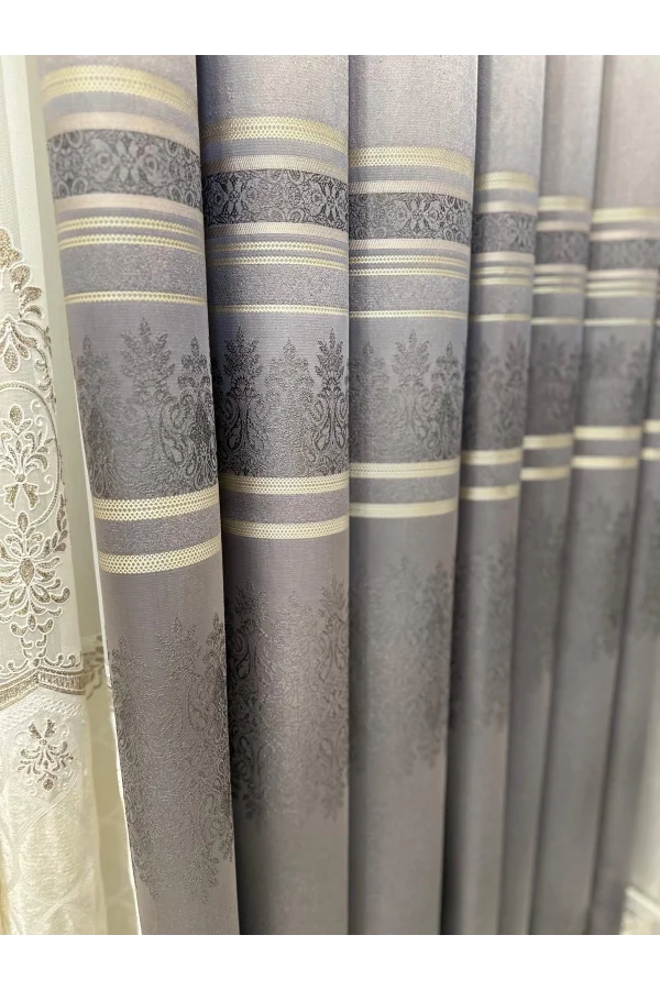 NİVEMESHOME FT632255 V-5422 ANTAKYA GRİ 1/3 SIK PİLELİ FON PERDE APM