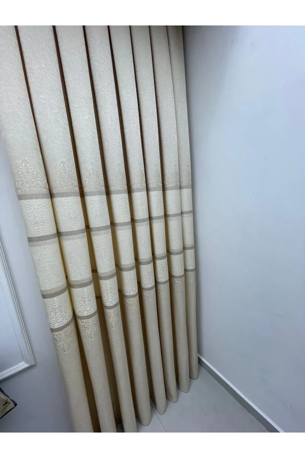 NİVEMESHOME  FT672069 V-115  FUNDA KREM  1/3 SIK PİLELİ FON PERDE APM