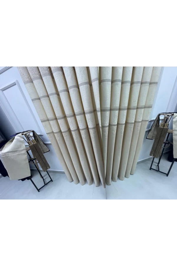 NİVEMESHOME  FT672069 V-115  FUNDA KREM  1/3 SIK PİLELİ FON PERDE APM