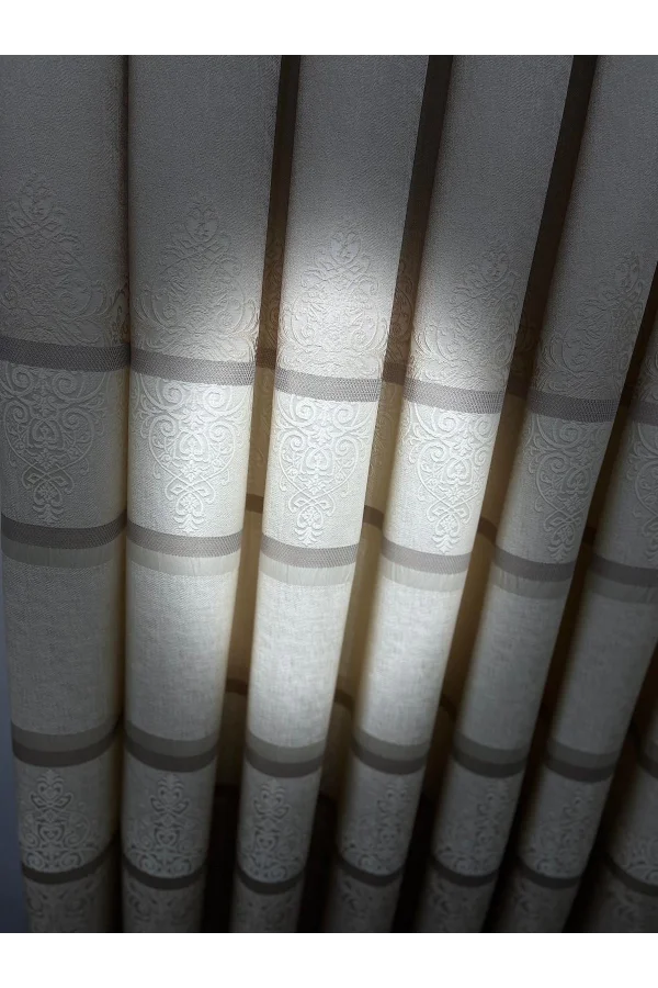 NİVEMESHOME  FT672069 V-115  FUNDA KREM  1/3 SIK PİLELİ FON PERDE APM