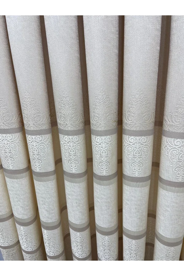 NİVEMESHOME  FT672069 V-115  FUNDA KREM  1/3 SIK PİLELİ FON PERDE APM