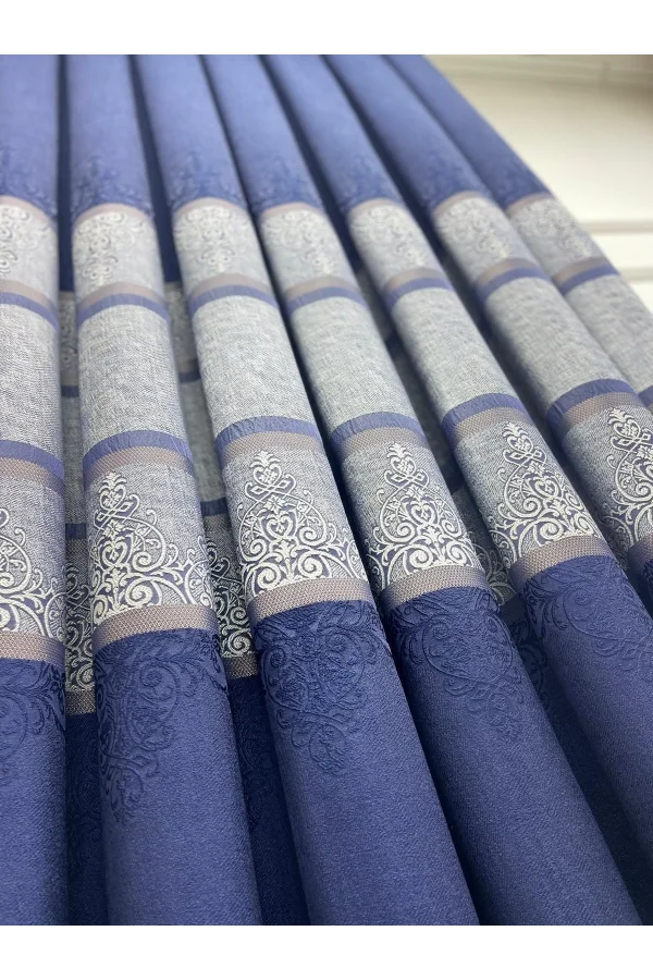 NİVEMESHOME  FT672069 V-530  FUNDA LACİVERT  1/3 SIK PİLELİ FON PERDE APM