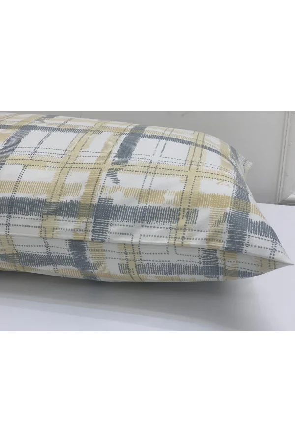 NİVEMESHOME FÜME EKOSE DESEN 2 Lİ YASTIK KILIFI KAPAKLI 50X70