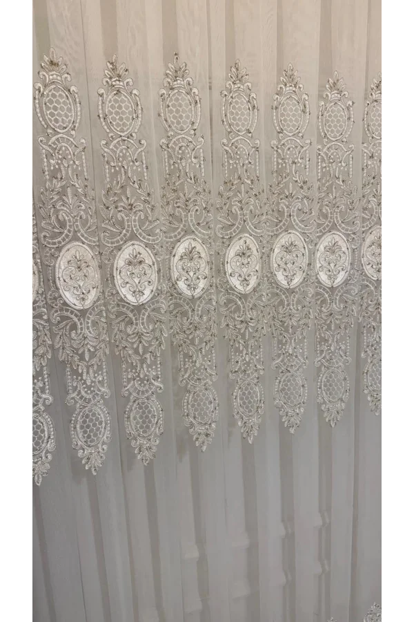 NİVEMESHOME GOLD DETAILLI PERLE 2967 1/3 DICHTER SCHALSCHAL PERLEN VORHANG APM