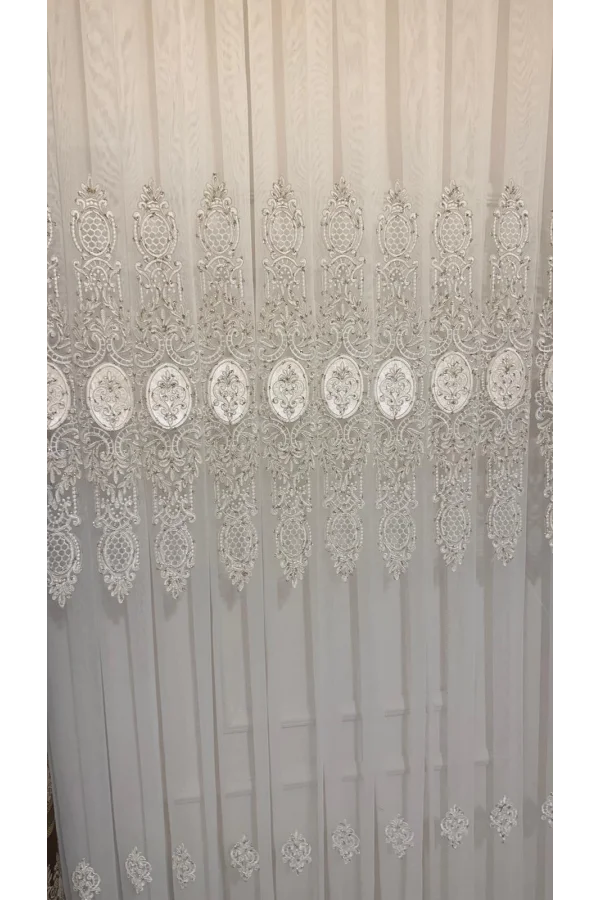 NİVEMESHOME GOLD DETAILLI PERLE 2967 1/3 DICHTER SCHALSCHAL PERLEN VORHANG APM