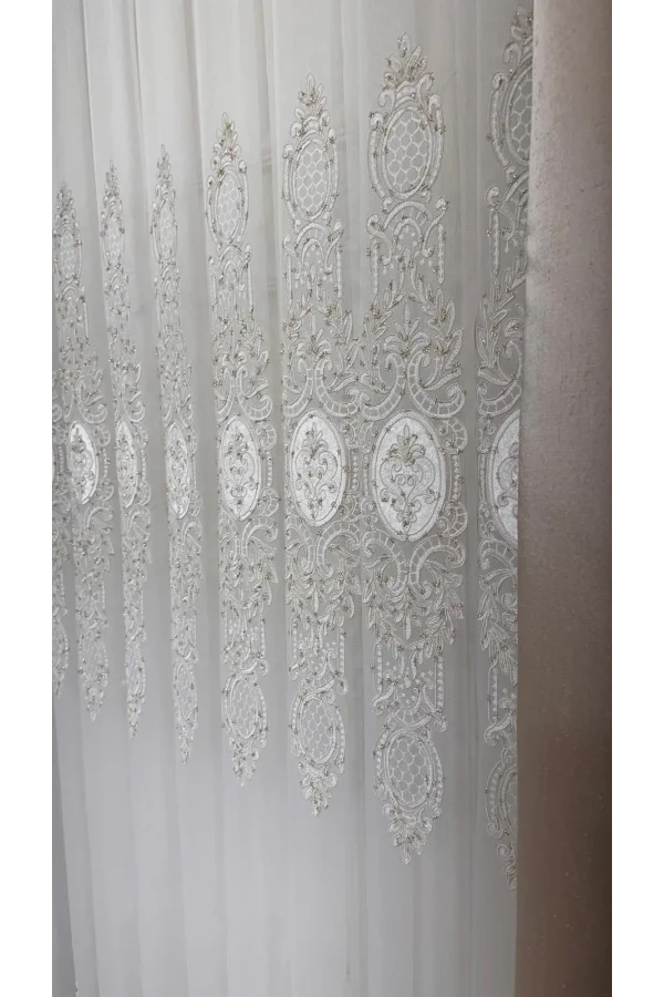 NİVEMESHOME GOLD DETAILLI PERLE 2967 1/3 DICHTER SCHALSCHAL PERLEN VORHANG APM