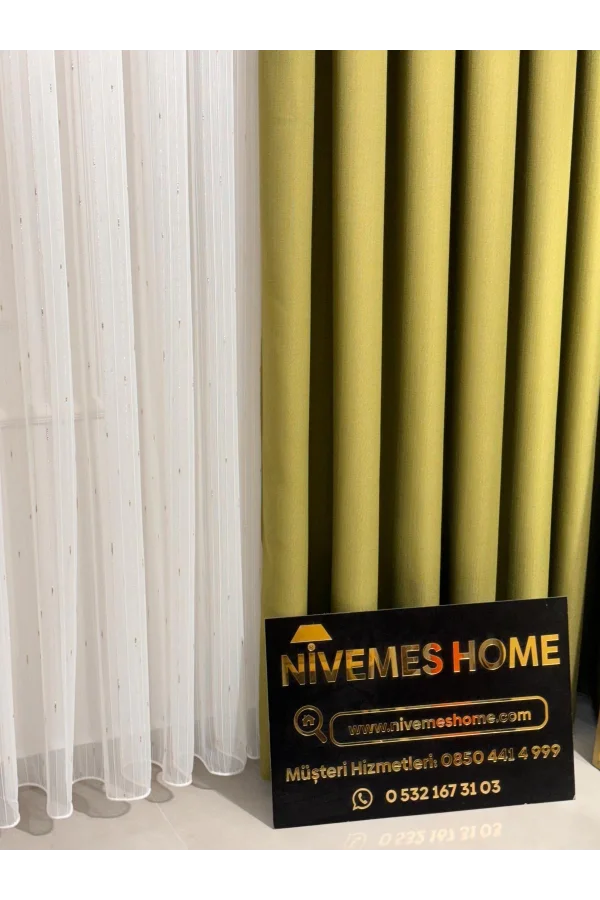 NİVEMESHOME GOLD DETAYLI SİMLİ 1/3 SIK PİLELİ TÜL PERDE APM