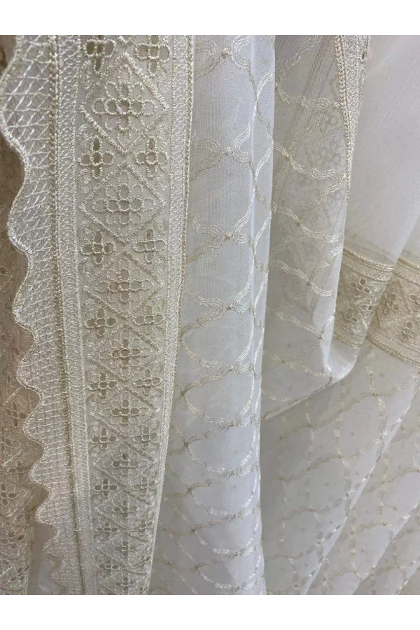 NİVEMESHOME GOLD LAGUNA ROCK BESTICKTE 1/3 DICHTER HAUFEN TÜLL VORHANG APM