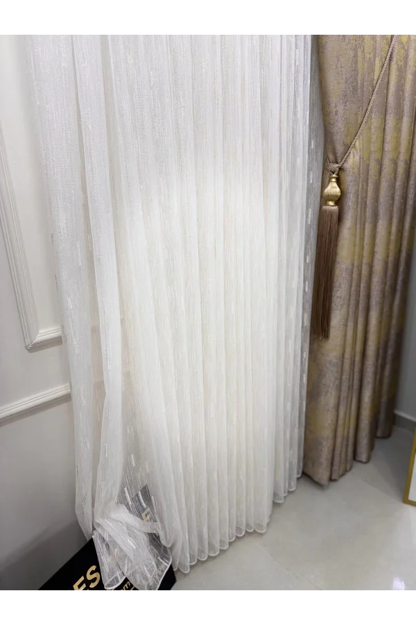 NİVEMESHOME GOLD BARTLI TÜLL 1/3 SIK DOLGU TÜL PERDE APM