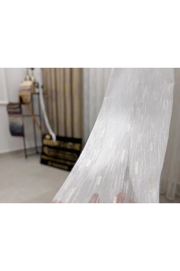 NİVEMESHOME GOLD BARTLI TÜLL 1/3 SIK DOLGU TÜL PERDE APM