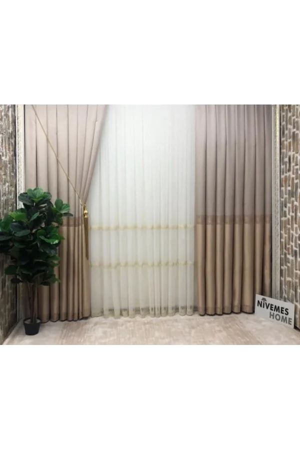 NİVEMESHOME GOLD V-5201 1/3 ПЛОТНАЯ ТКАНЬ ЗАДНЕГО ПЛАНА ПАНО ВЕРХНИЙ МОНТАЖ