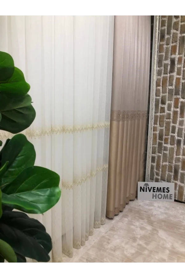 NİVEMESHOME GOLD V-5201 1/3 ПЛОТНАЯ ТКАНЬ ЗАДНЕГО ПЛАНА ПАНО ВЕРХНИЙ МОНТАЖ