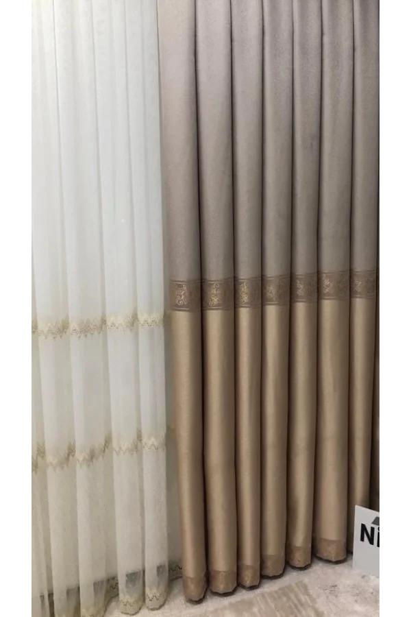 NİVEMESHOME GOLD V-5201 1/3 ПЛОТНАЯ ТКАНЬ ЗАДНЕГО ПЛАНА ПАНО ВЕРХНИЙ МОНТАЖ