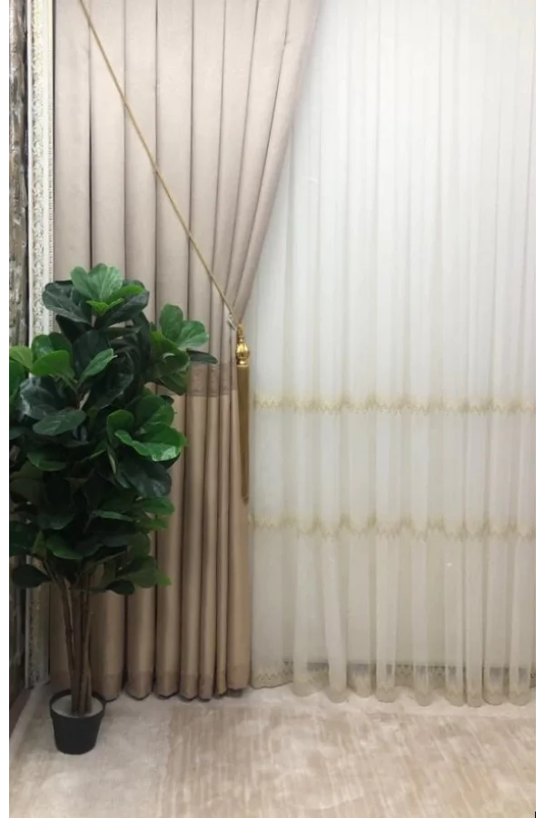 NİVEMESHOME GOLD V-5201 1/3 ПЛОТНАЯ ТКАНЬ ЗАДНЕГО ПЛАНА ПАНО ВЕРХНИЙ МОНТАЖ