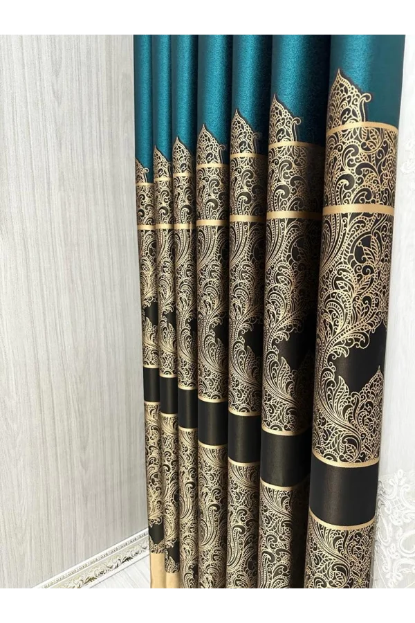 NİVEMESHOME GÖNEN ZÜMRÜT YEŞİLİ 671539 V-901 1/3 SIK PİLELİ FON PERDE APM