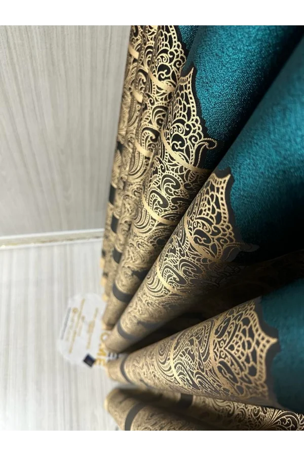 NİVEMESHOME GÖNEN ZÜMRÜT YEŞİLİ 671539 V-901 1/3 SIK PİLELİ FON PERDE APM