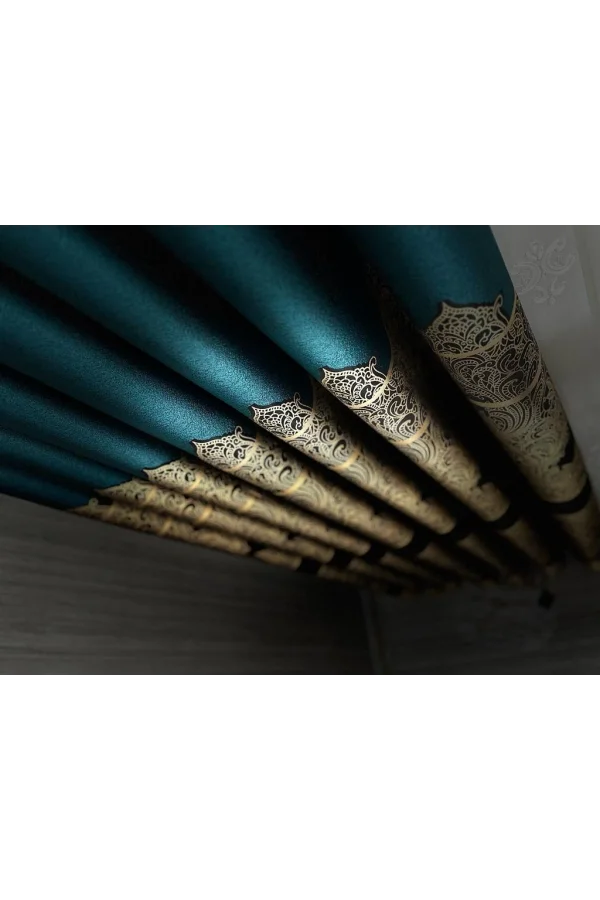 NİVEMESHOME GÖNEN ZÜMRÜT YEŞİLİ 671539 V-901 1/3 SIK PİLELİ FON PERDE APM