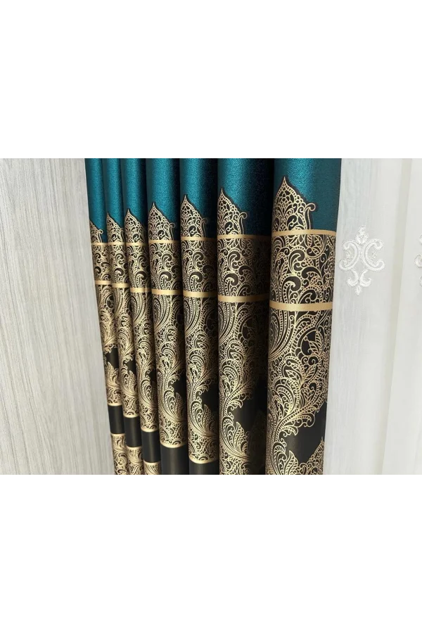 NİVEMESHOME GÖNEN ZÜMRÜT YEŞİLİ 671539 V-901 1/3 SIK PİLELİ FON PERDE APM