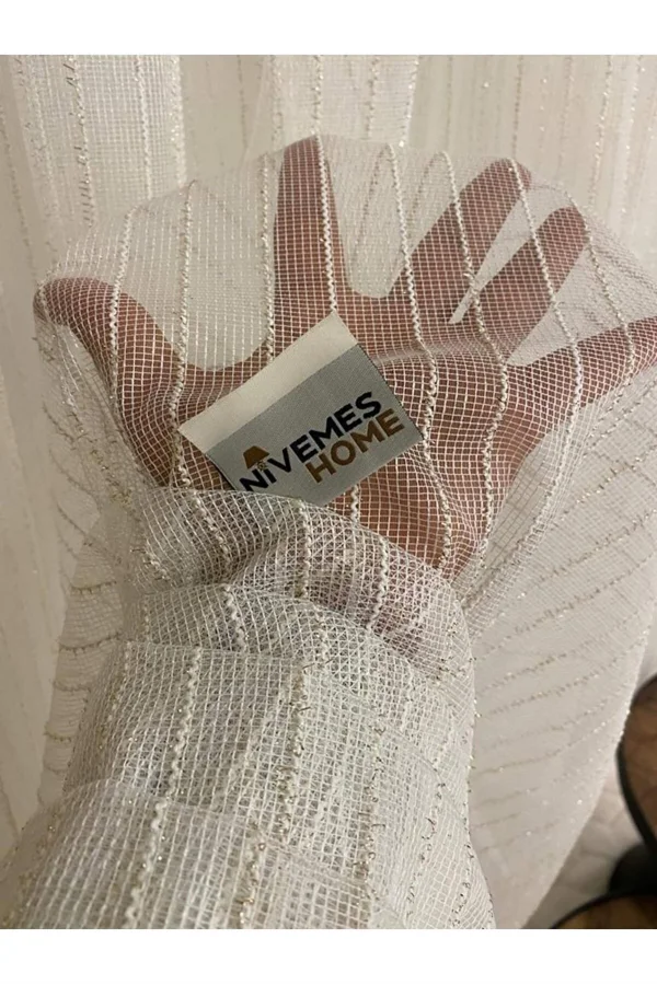 NİVEMESHOME GREEK GOLD FİTİLLİ 1/3 SIK PİLELİ TÜLL-VORHANG
