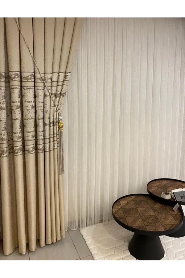 NİVEMESHOME GREEK GOLD FİTİLLİ 1/3 SIK PİLELİ TÜLL-VORHANG