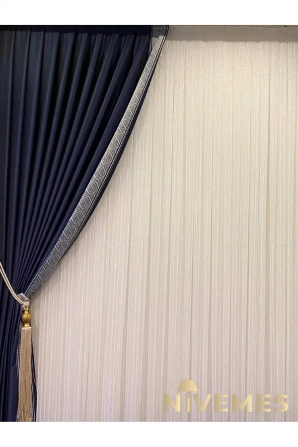 NİVEMESHOME YUNAN GÜMÜŞ FIRFIRLI 1/3 SIK PERDE TÜLÜ