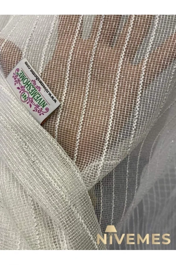 NİVEMESHOME YUNAN GÜMÜŞ FIRFIRLI 1/3 SIK PERDE TÜLÜ