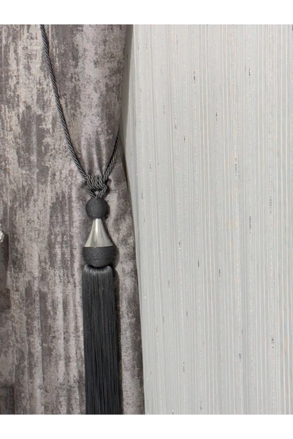 NİVEMESHOME SILBER DETAILLIERTE GEFALTETE TÜLLVORHANG